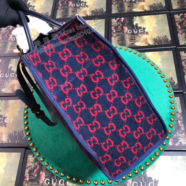 Gucci包 古馳女包 598169藍絨 Gucci新款購物包 Gucci手提肩背女包  gudj1415